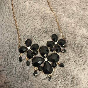 Forever 21 Black flower statement necklace
